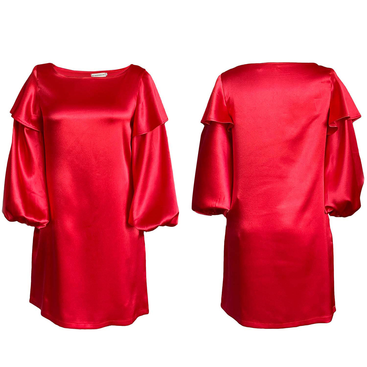 Plus Size Fashion Dress Loose Fit Puff Sleeves Stylish Design Autumn Wear for Moms Wholesale Available