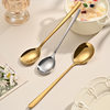 Korean Spoon 304 Stainless Steel Spoon Fork Thickeneded Long Handle Household Eating and Drinking Soup Gift Spoon Can Laser LOGO