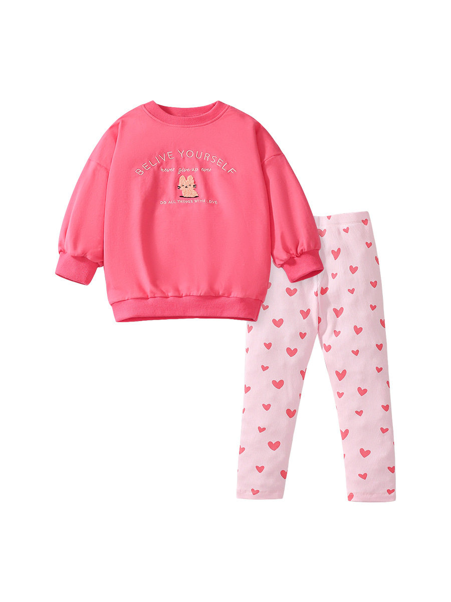 Girls' Hoodie Set, Cute Girls' Children's Clothing, Autumn Long-sleeve Cartoon Kids' Outfit