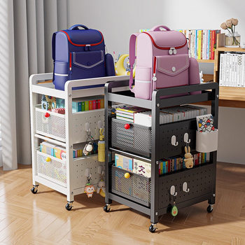 School Bag Storage Rack Household Multi-Layer Table under Pulley Cabinet for Books and Snacks Storage Rack Removable Kitchen Trolley