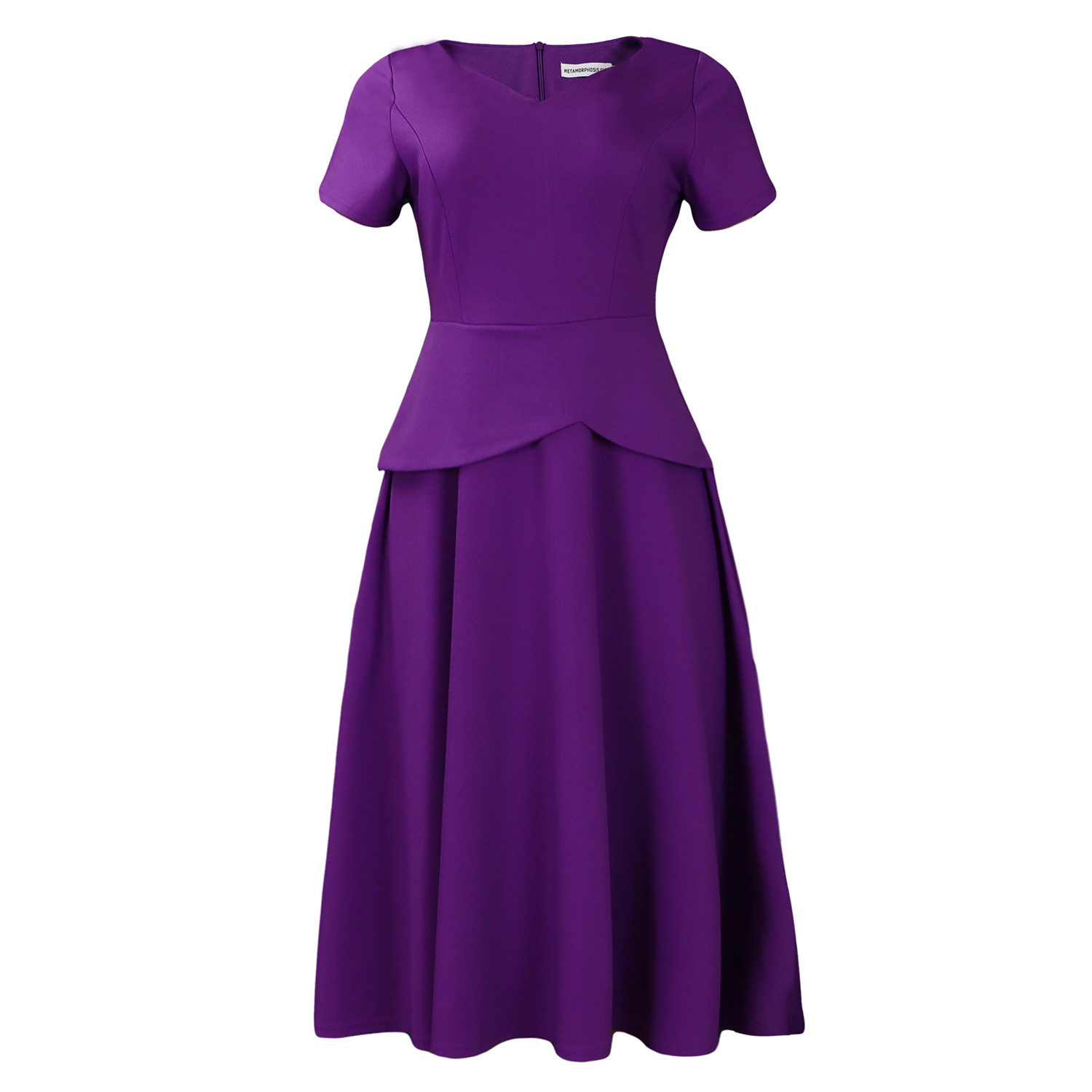 Summer A Line Dress Solid Color V Neck Short Sleeve Flowy Design Casual Wear for Women Wholesale Available