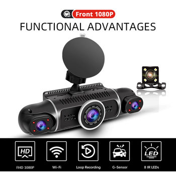 4-Channel Driving Recorder 3-Inch 1080P Front, Rear, Left and Right Simultaneous Recording 4-Channel Wifi Vehicle-Mounted Four-Channel Monitoring