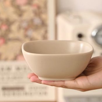 Square bowl rice bowl fruit salad bowl breakfast oatmeal bowl ceramic bowl home high-value simple rice bowl