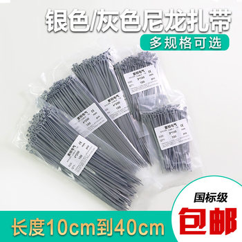 Grey cable tie nylon plastic high-strength tensioner strap strangle dog binding self-locking cable tie silver