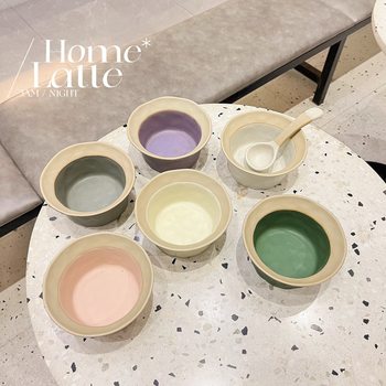 Original Design Handmade Retro Stoneware Hat Bowl Fat Spoon High Temperature Resistant Microwaveable Ins Ceramic Tableware!