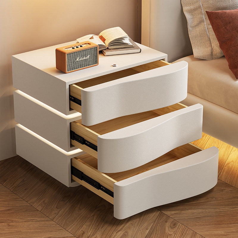 Cream style intelligent suspension bedside table modern minimalist home bedroom bedside cabinet creative small solid wood storage cabinet