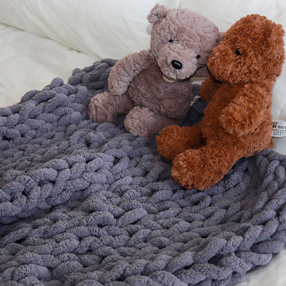 Amazon Cross-border Thick Wool Blanket Hand-woven Chenille Blanket Knitted Wool Blanket Sofa Cover Blanket