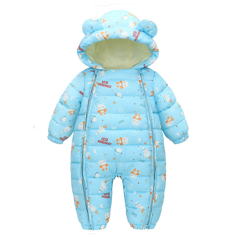 New Baby Jumpsuit Newborn Down Cotton Hooded Coat Thickened Climbing Clothes Baby Winter Cotton Coat