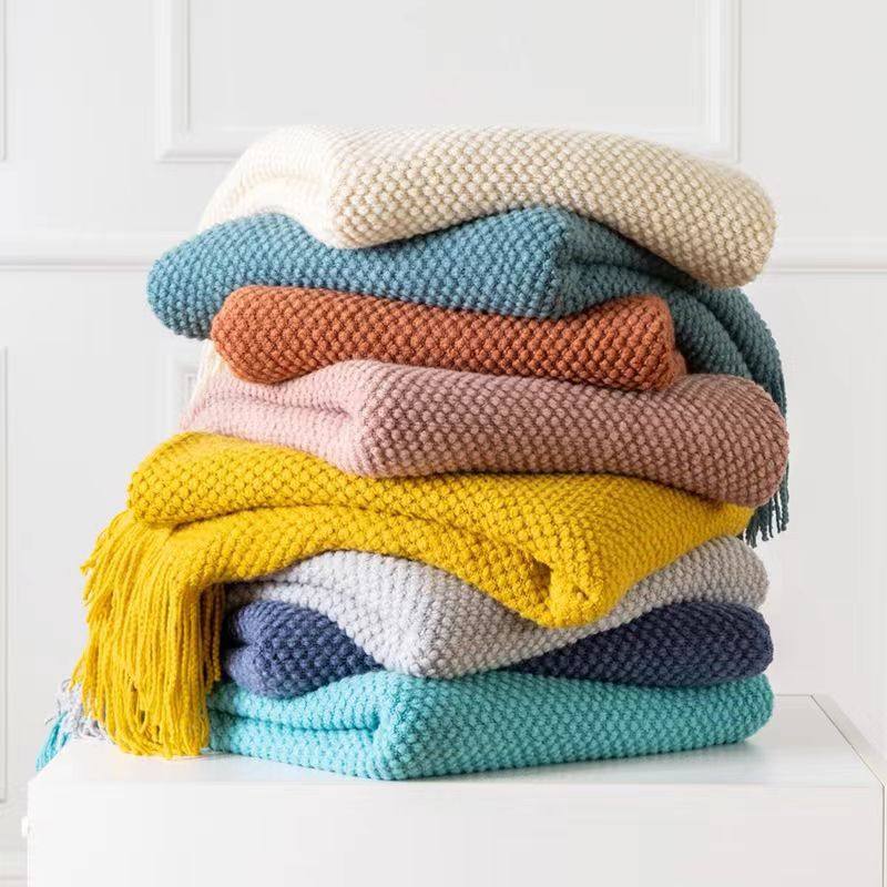 Sofa Blanket Knitted Blanket Office Air Conditioning Lunch Break Blanket Shawl Blanket Casual Blanket Bed Blanket Small Blanket Wholesale