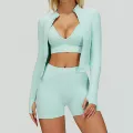 7790 bra + 7790 shorts + 7725 jacket (three-piece set) - mint green
