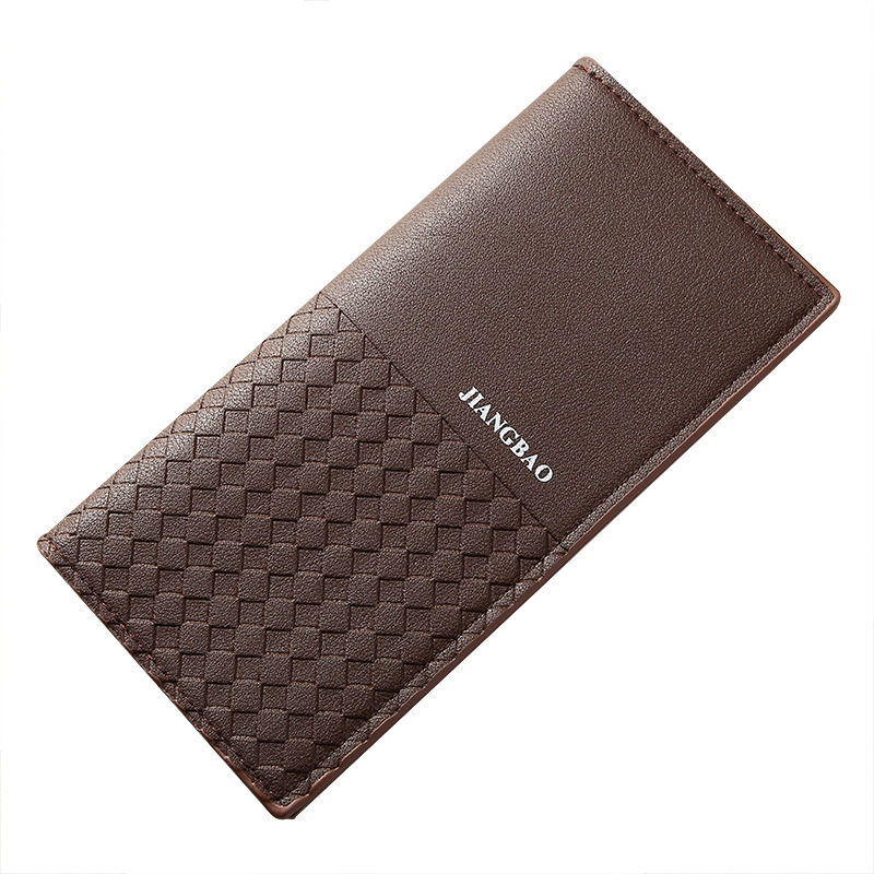 New Men's Casual Long Hot Men's Wallet Long Korean Style Plaid Wallet Trendy Casual Men's Woven Wallet