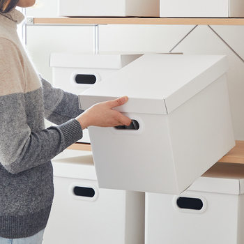 Pure White Paper Storage Box with Lid Storage Paper Box File Box Snack Toy Storage Box Folding Clothes Tiling Box