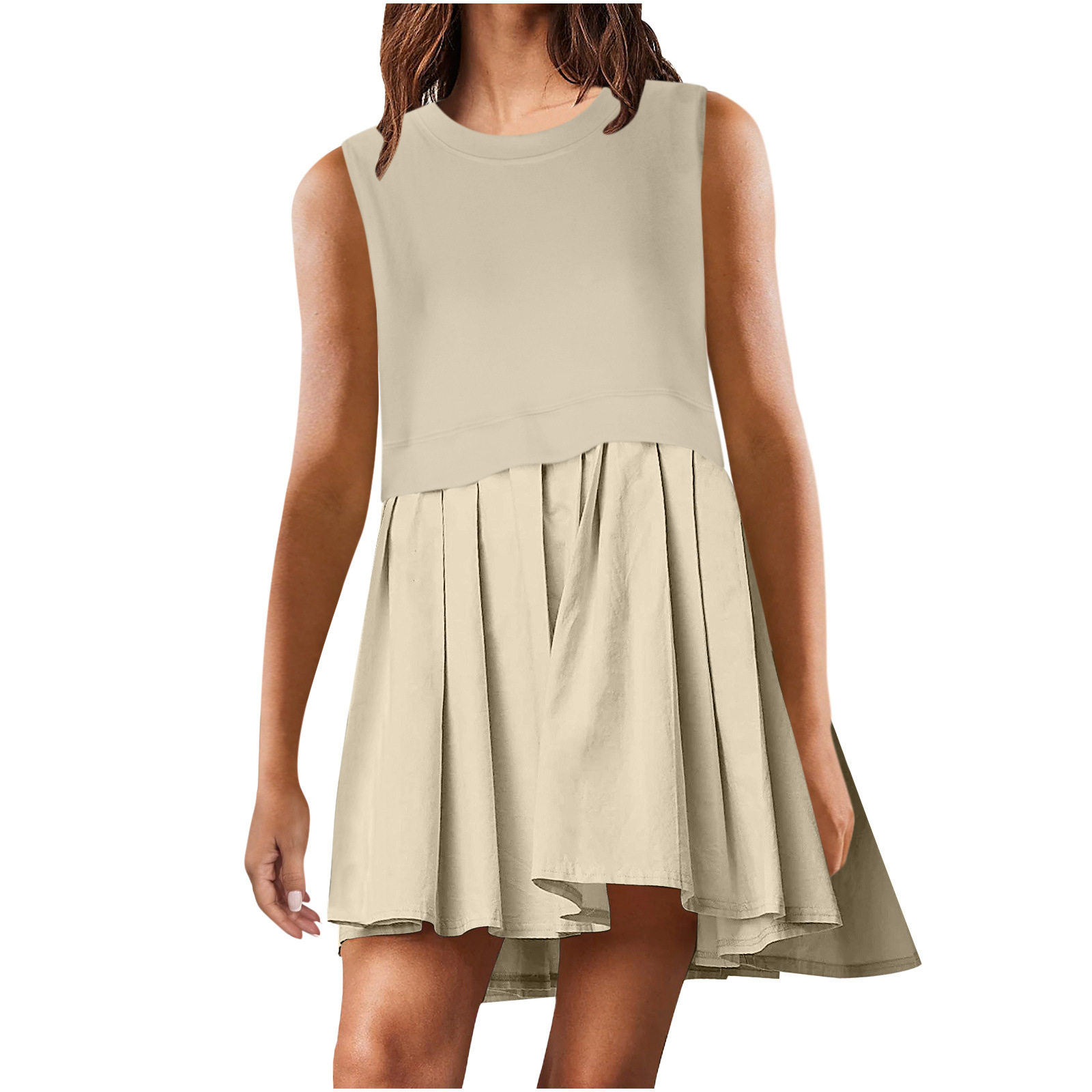 Summer Casual Sleeveless Dress Minimalist Solid Color European and American Style Perfect for Daily Wear Ready to Ship