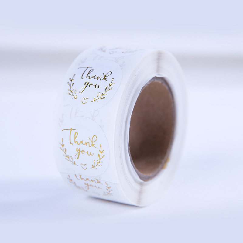 Thank You Gold Foil Stickers Christmas Labels Adhesive Stickers Thankyou Round Labels Universal English Stickers