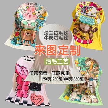 Customized Digital Printed Flannel Blanket Milk Velvet Blanket Polyester Super Soft Velvet Blanket Foreign Trade Cross-Border Gift E-Commerce
