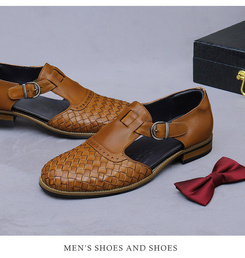 Sandal da nam bít mũi cổ điển khóa cài thoáng khí — Màu nâu, Màu đen