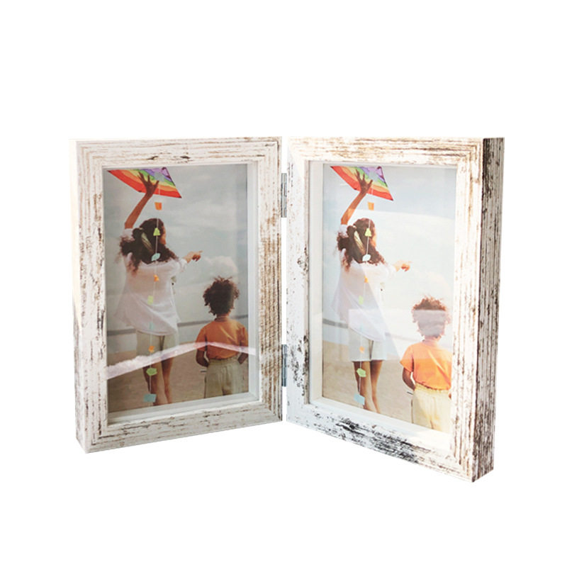 Creative One-piece Combination Folding Photo Frame Two-piece Wooden Photo Frame Photo Table Photo Frame Table Double-piece Photo Frame