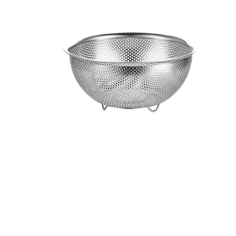 Stainless Steel Basin for Washing Vegetables, Household Egg-Beating and Dough Basin, Kitchen Rice Washer, Rice Sieve and Drain Basket