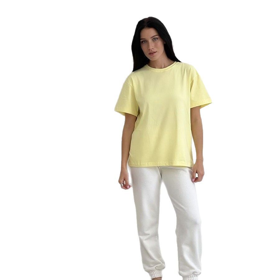 Womens 100 Cotton Solid Color T Shirt Round Neck Short Sleeve Versatile Style Spring Summer Collection Wholesale