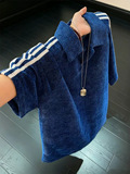 Рубашка поло Klein Blue с рисунком чешуи дракона на лацкане, летняя тонкая и дышащая футболка-американка с прямым плечом и тремя короткими рукавами