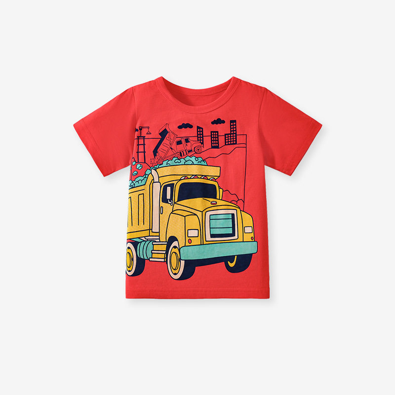 Boys' Summer Cartoon Car Cotton Short-Sleeve T-Shirt Three-Pack from Factory, Kids' Tee