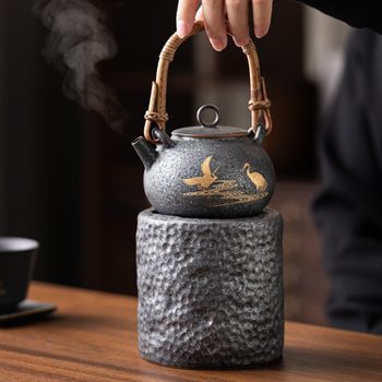 Stoneware silver spot beam pot rattan stove tea cooking electric ceramic stove kettle alcohol ceramic pot tea cooker ceramic teapot