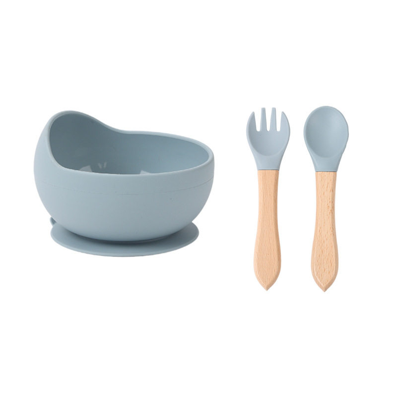 Cross-Border Silicone Bowl Food-Grade Children's Food Bowl Baby Plate Bowl Spoon Fork Bib Water Cup Feeding Tableware Set