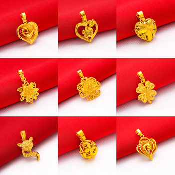 Imitation Vietnam Sand Gold Pendant Women's 24K Brass Gold Plated Guanyin Buddha Goldfish Water Drop Heart Shape Flower Angel Pendant