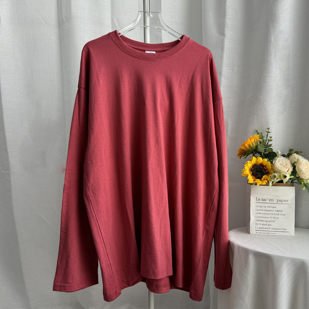 Womens Loose Fit Long Sleeve T Shirt Solid Color Round Neck 100 Cotton Spring Casual Wear Wholesale Available