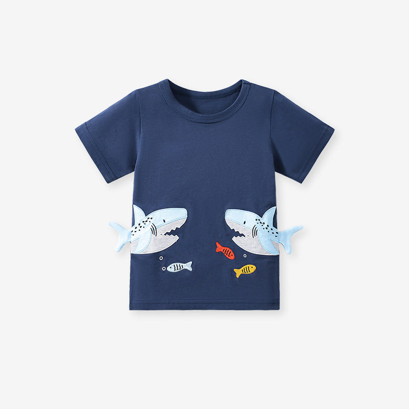 Boys' Summer Cartoon Top, New Short-Sleeve Kids' T-Shirt, Baby Tee