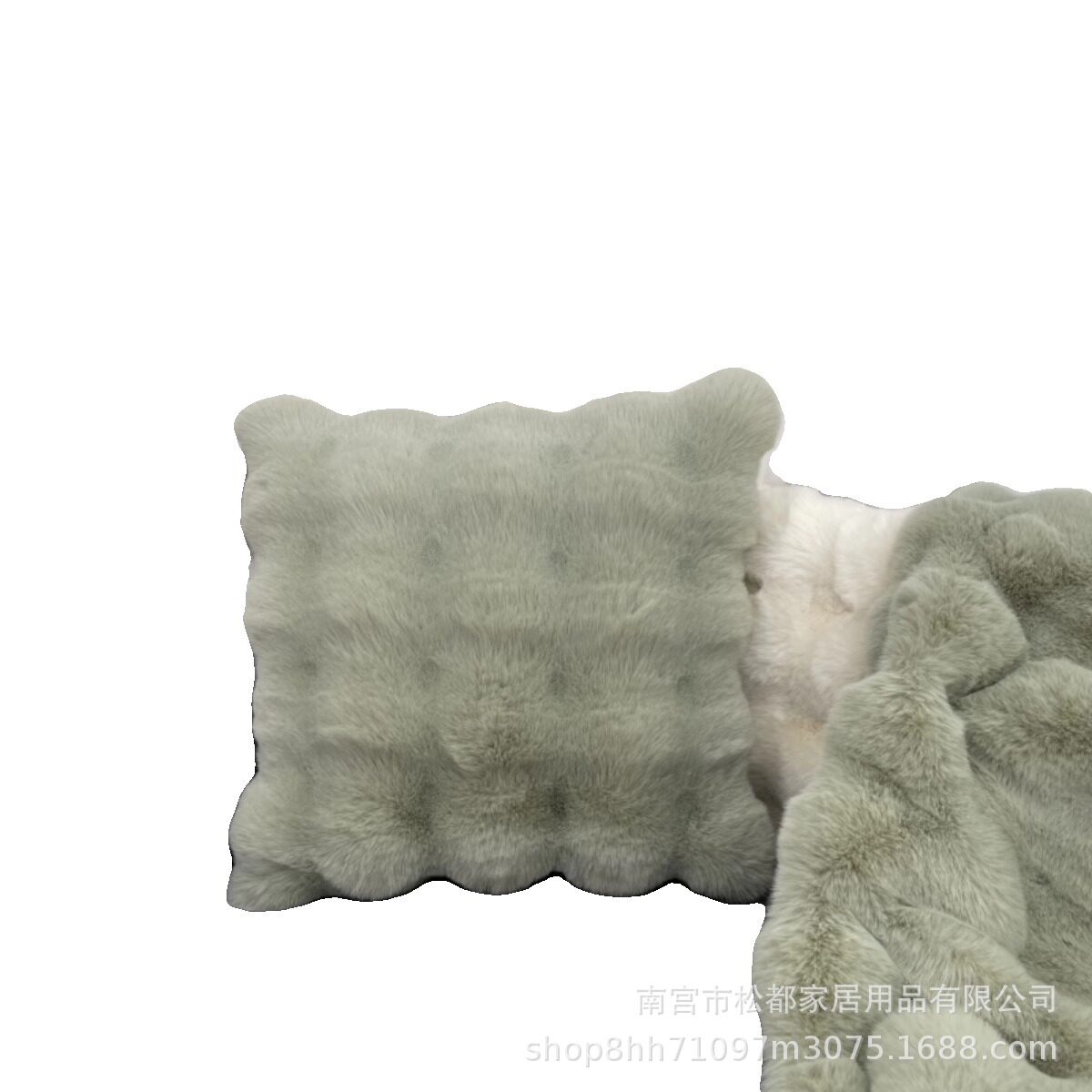 Cross-border imitation rabbit plush pillow case without core living room sofa bedroom pillow removable and washable double-sided velvet waist pillow