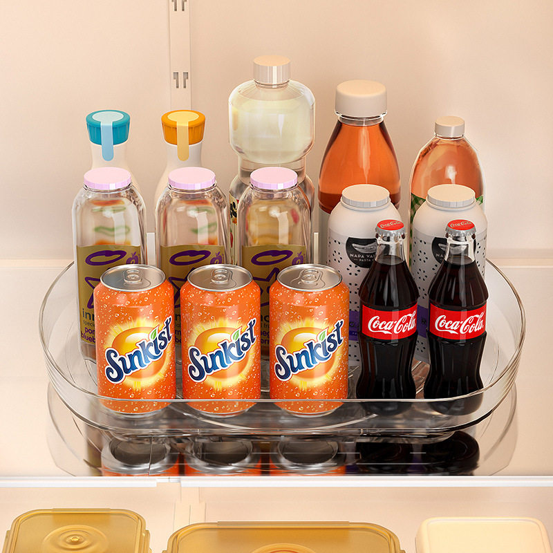 Refrigerator square turntable beverage finishing seasoning rotating plate beverage rack rectangular tray rotating storage plate