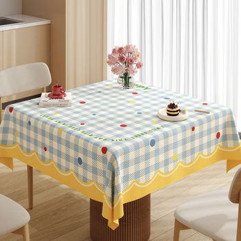 Small Fresh Square Tablecloth Waterproof and Oil-Proof No-Wash Anti-Scalding Square Tablecloth Style Home Coffee Table Tablecloth