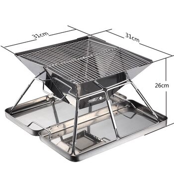 Camping Outdoor Stainless Steel Stove Folding Barbecue Stove Multi-Purpose Wood Stove Camping Fire Table Barbecue Grill Bonfire Stove