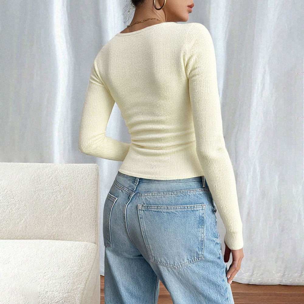 Sexy Crop Top T Shirt Long Sleeve Unique Design Spring Summer Womens Fashion for Casual Wear Wholesale Available