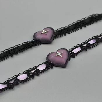 Sweet and Cool Heart Cross Star Lace Choker Niche Personality Design Choker Necklace Y2K Sexy Necklace Trend