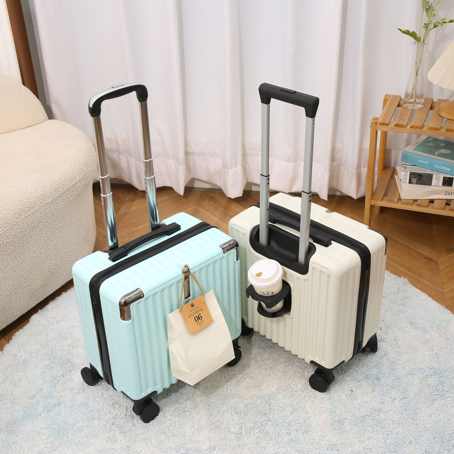 18inch Small Luggage Student Travel Long Trolley Case 20inch Boarding Case Password Box Business Multifunctional Cup Holder