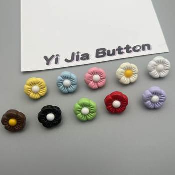 Fashion Colorful Floral Plastic Double Button Shiny Cute Flower-Shaped Buttons Children's Clothing Sweater Cardigan Hand-Sewn Buttons