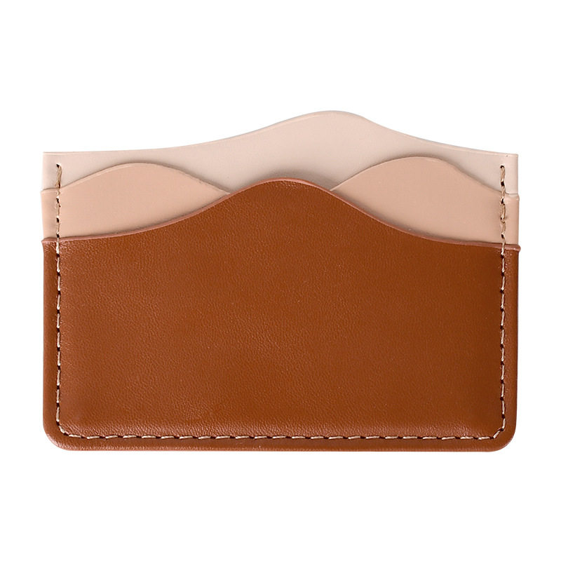 In stock PU leather card holder dark light brown gradient Yunshan high-looking lightweight portable business gift printable logo