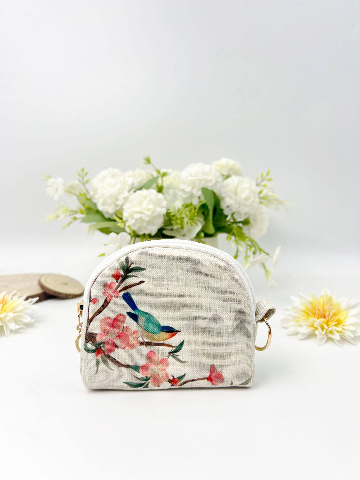 Digital Hot Stamping Zipper Coin Purse Shell Hand Cosmetics Bag Key Bag Small Bag Handmade Fabric Wallet Card Bag