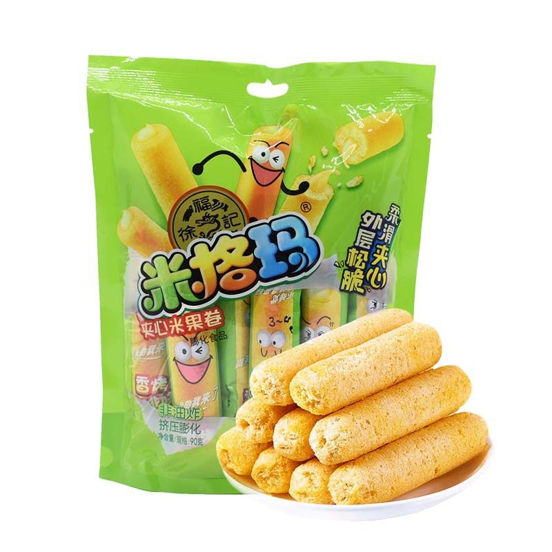 Xu Fuji Migma 90g Brown Rice Roll Sandwich Rice Fruit Stick Cream Corn Cheese Flavor Biscuit Puffed Snack