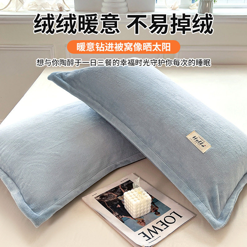 Winter thickened milk velvet pillowcase a pair of 48cm x 74cm coral velvet pillowcase single pillow cover 2