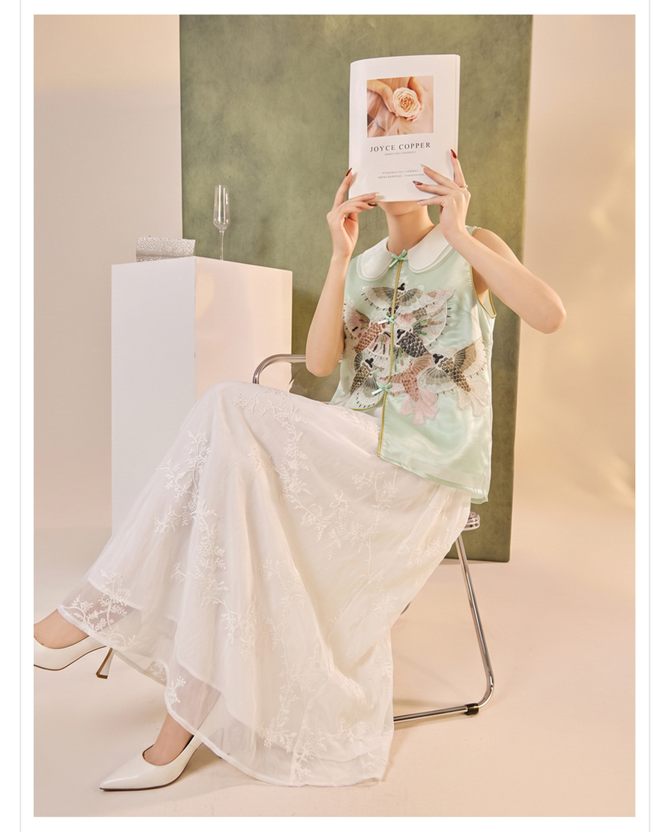 Set áo gile thêu không tay kèm chân váy xòe dài nữ — Chân váy thêu (giao hàng trong 7 ngày), Chân váy thêu (giao hàng trong ngày), Áo gile thêu hạt (giao hàng trong 7 ngày), Áo gile thêu hạt (giao hàng trong ngày)