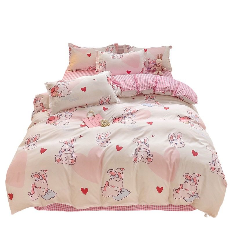 Skin-friendly cotton bedding four-piece set 1.8m quilt bed single bed 1.5 student 1.2 dormitory three-piece set 4
