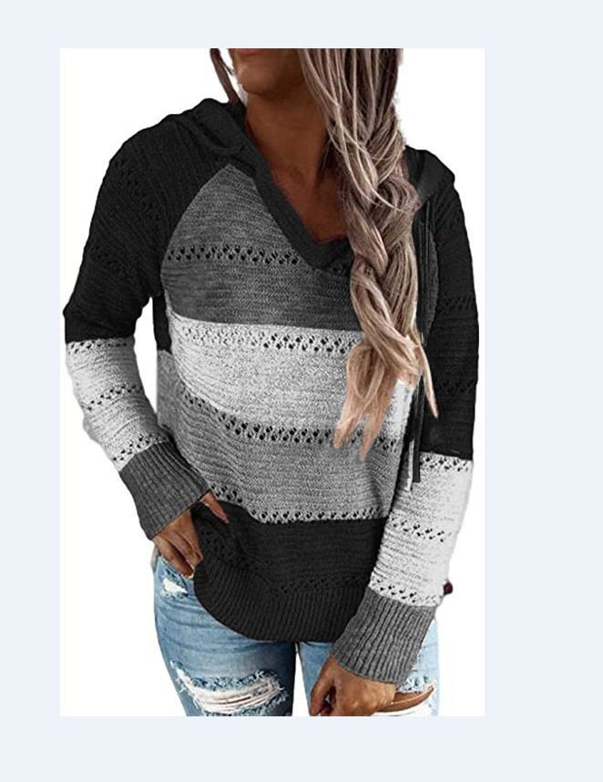 Striped Hooded Sweater Autumn Winter Style Comfortable Fabric Trendy Design Wholesale Available