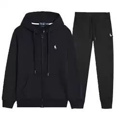 Cross-Border Spring and Autumn Style Set Rf Embroidered Cardigan Sweatshirt Men's and Women's Hooded Jacket and Pants Set