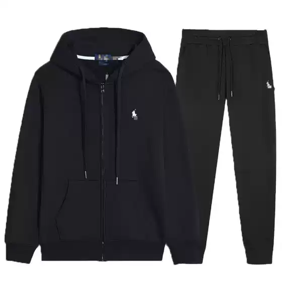 Cross-Border Spring and Autumn Style Set Rf Embroidered Cardigan Sweatshirt Men's and Women's Hooded Jacket and Pants Set