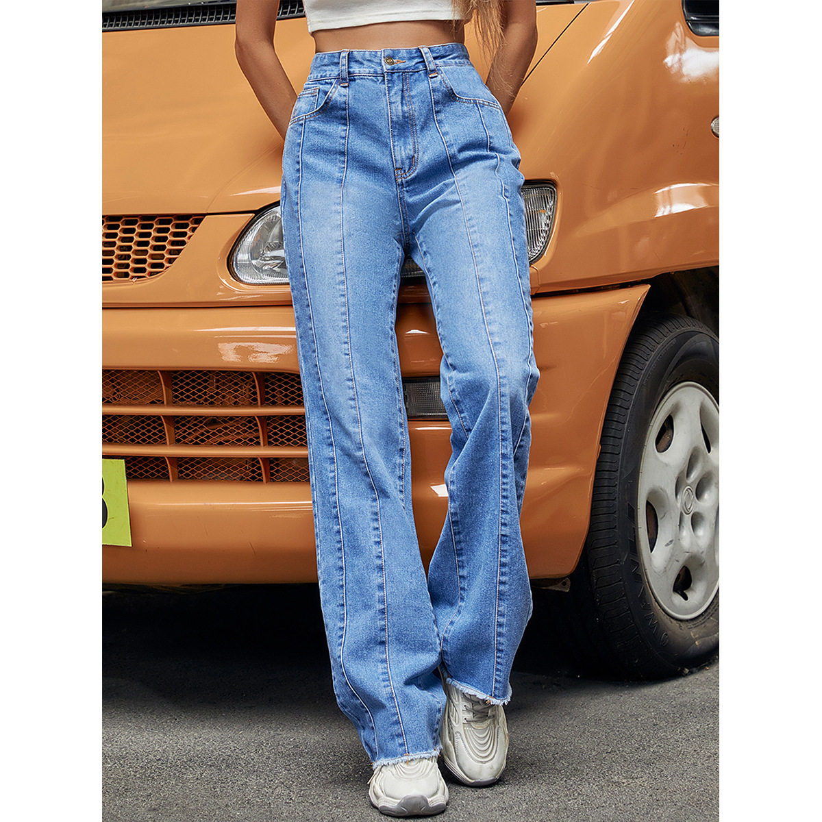 High Waisted Wide Leg Jeans for Women Casual Floor Length Trendy Design Perfect for Everyday Wear Wholesale