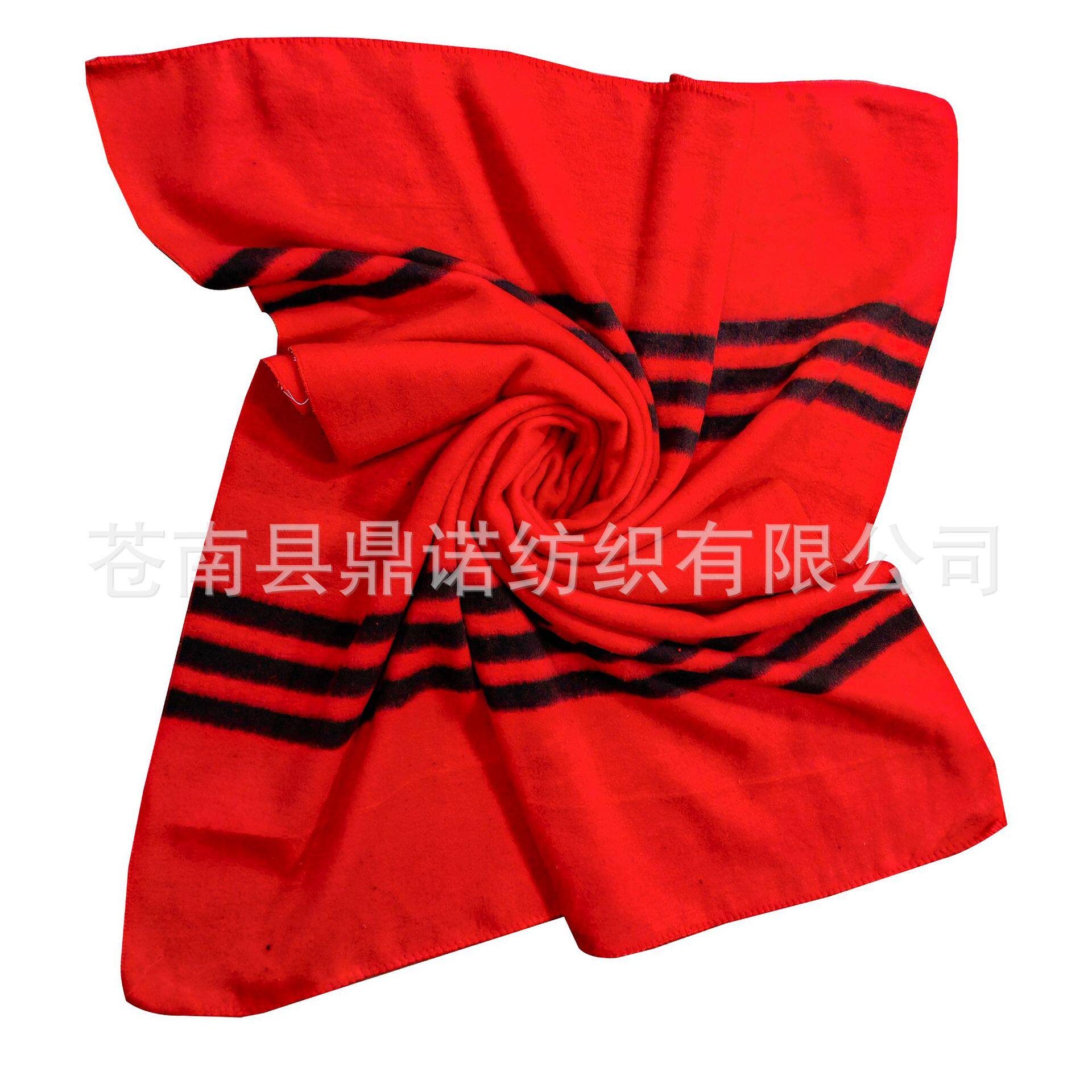 Factory Supply Red Line Blanket Retro Recycled Wool Disaster Relief Blanket Waste Cotton Blanket