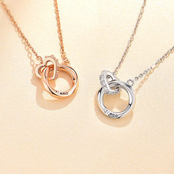 Mobius Ring Necklace for Women 2024 New Fashionable Double Ring Clavicle Chain Elegant Light Luxury Stainless Steel Ring Chain